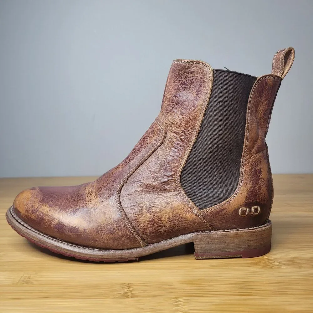 Bed|Stü Nandi short Chelsea boots Brown Sz 8 Genuine Leather Distressed Booties - Picture 2 of 11